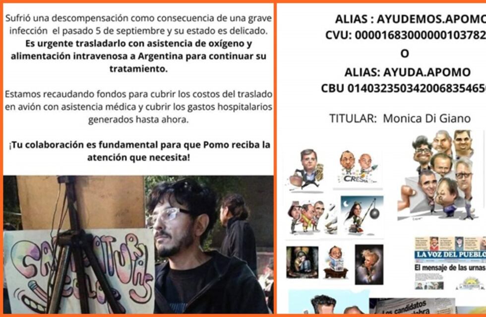 Artista tresarroyense internado en Italia necesita ayuda para su traslado a Argentina