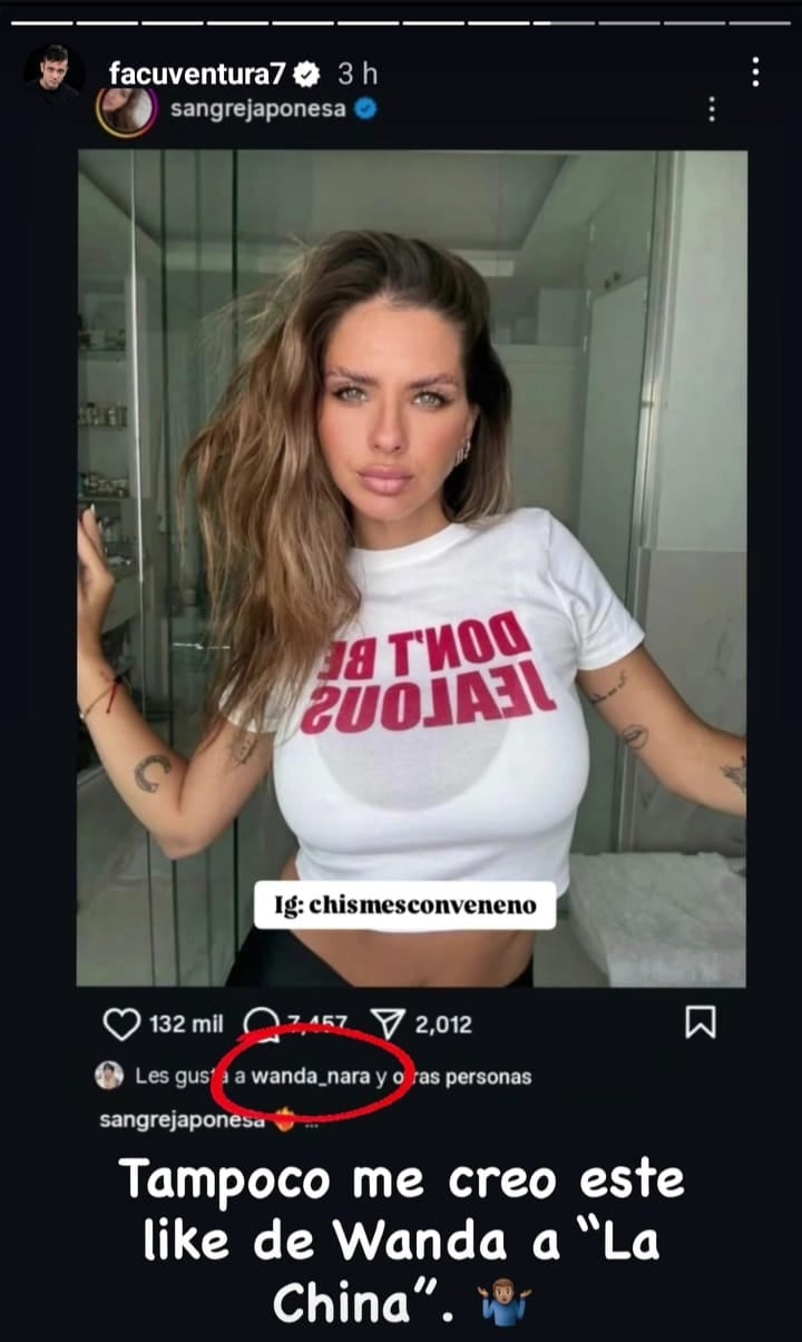 Wanda Nara le habría dado like a una foto de la China Suárez.