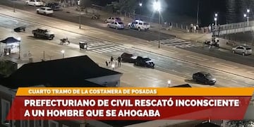 Posadas: efectivo de Prefectura le salvó la vida a un hombre que se ahogaba.