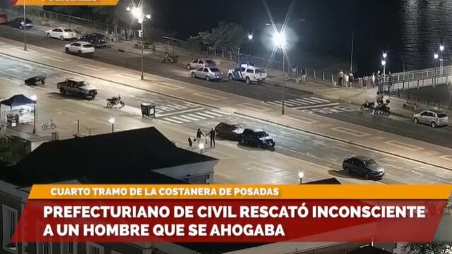 Posadas: efectivo de Prefectura le salvó la vida a un hombre que se ahogaba.