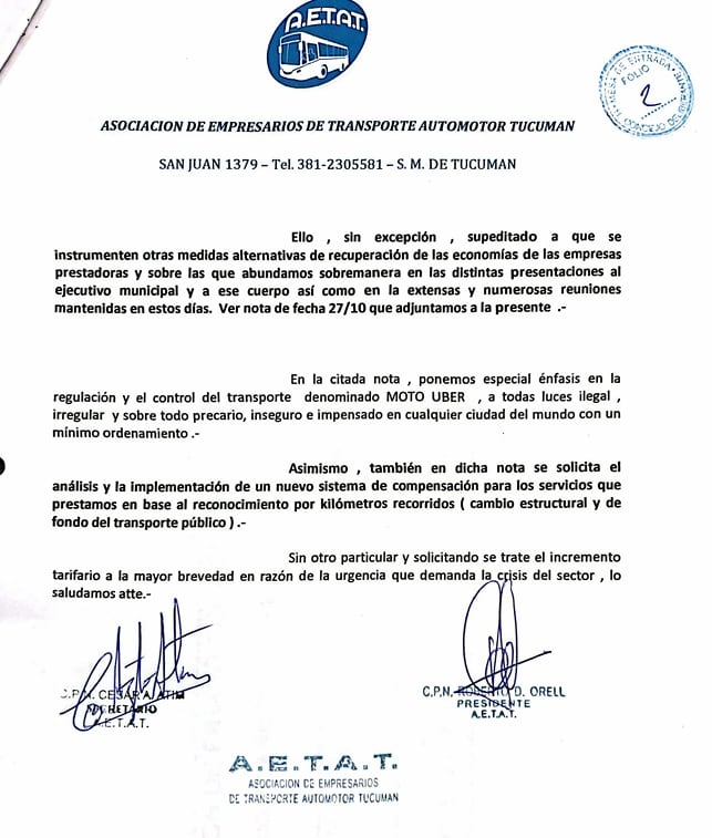 El documento técnico fue ingresado formalmente el 13 de noviembre y expone un fuerte desfasaje entre costos y tarifa vigente.