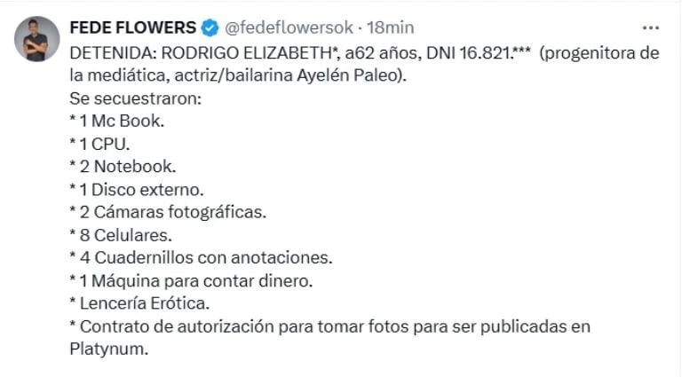 Detalles sobre la detención de Elizabeth Rodrigo.