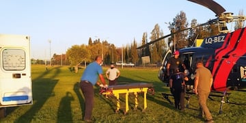 Una ambulancia del SEC esperó a la accidentada en el Predio de la Virgen y la trasladó al Hospital Central.
