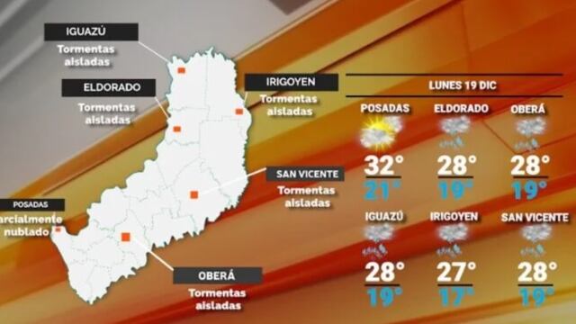 Lunes con jornada cálida y probabilidad de precipitaciones en Misiones.