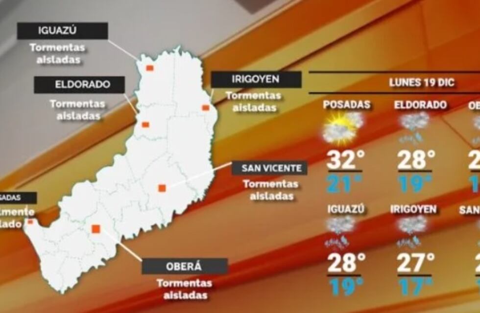 Lunes con jornada cálida y probabilidad de precipitaciones en Misiones