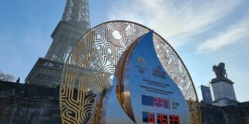 El reloj con la cuenta regresiva hasta el comienzo de los Juegos Olímpicos de París 2024.  (La Voz)