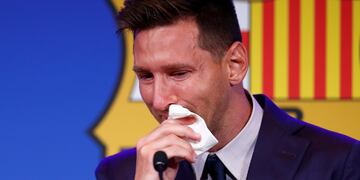 El adiós de Messi al Barcelona./AP