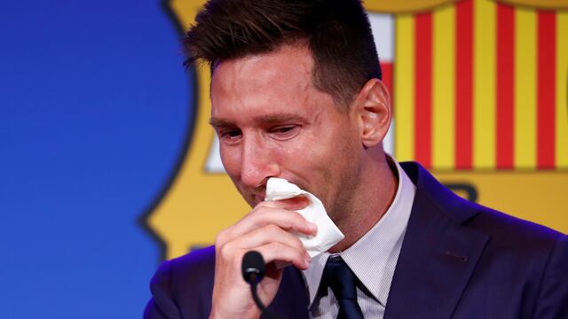 El adiós de Messi al Barcelona./AP