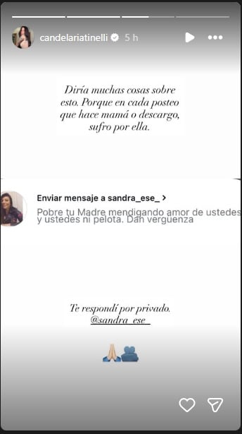 Cande Tinelli, sobre el reclamo de su madre