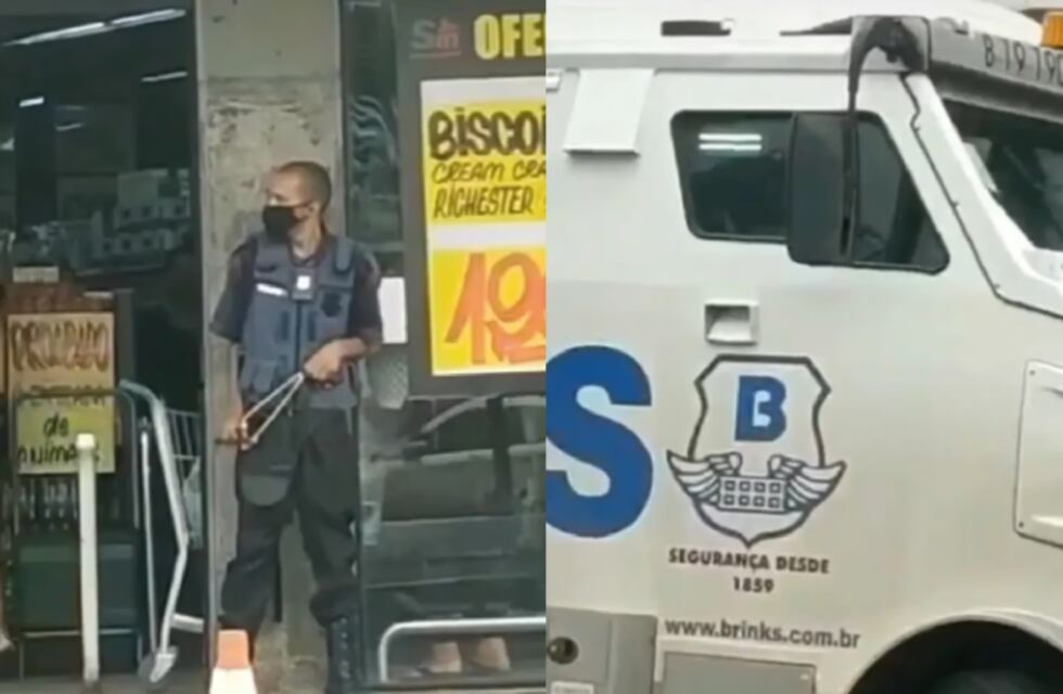 ¿Alcanzará para proteger un camión de caudales? Un guardia de seguridad usó una gomera como arma y el video se viralizó