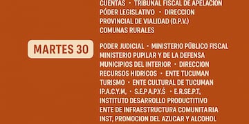 El cronograma incluye a trabajadores de los tres poderes del Estado, comunas y municipios. El jueves 2 se iniciará la parte complementaria. (Gráfica: Sol Alvarez Natale)