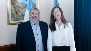 La vicepresidenta Victoria Villarruel en una reunión con el jefe del interbloque Unión por la Patria, José Mayans. Foto: Prensa Unión por la Patria