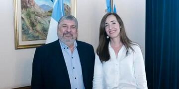 La vicepresidenta Victoria Villarruel en una reunión con el jefe del interbloque Unión por la Patria, José Mayans. Foto: Prensa Unión por la Patria