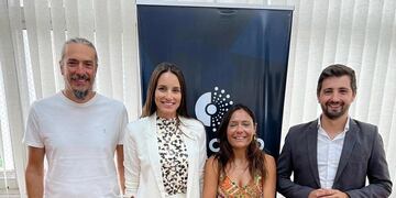 Martín Racca, Maria Paz Caruso, Valeria Soltermam y Juan Senn, el bloque de concejales del PJ de Rafaela