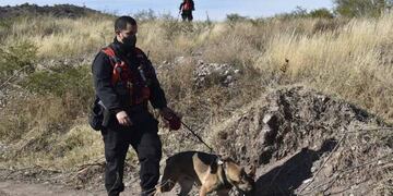 La policía con perros entrenados busca en las zonas aledañas al barrio por donde fue vista por última vez Guadalupe Lucero.