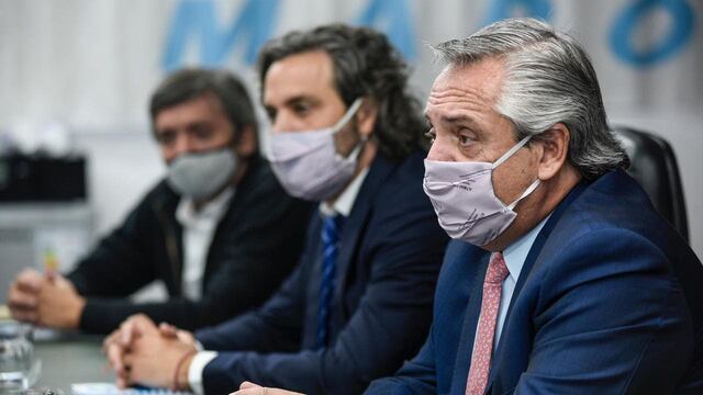 Alberto Fernández, Santiago Cafiero y Máximo Kirchner.