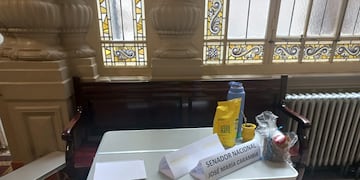 La "oficina" del senador nacional José María Carambia.