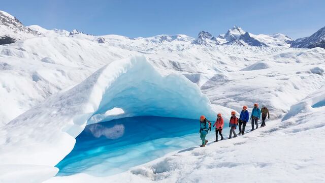La actividad idónea para aprovechar en el hielo patagónico.