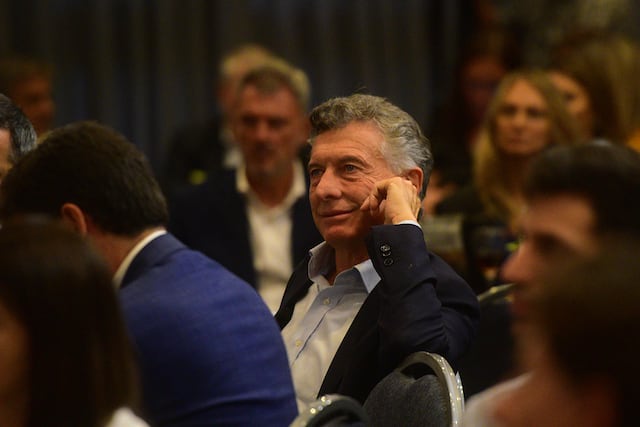 El expresidente Mauricio Macri en la nueva sede de la Bolsa de Comercio. (Pedro Castillo / La Voz)