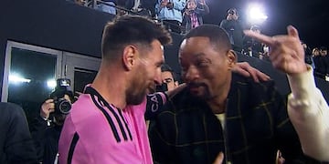 La "Pulga" y el rapero se cruzaron por primera vez en el DRV PNK Stadium.