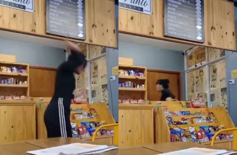 Trabajaba en el buffet de una universidad, no le pagaron horas extras y rompió todo: el video de un día de furia