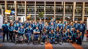 Una nutrida delegación argentina rumbo a París para disputar los Juegos Paralímpicos 2024. (gentileza @aeropuertosargentina)