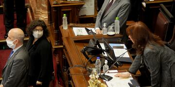 Carla Vizzotti y Cristina Fernández de Kirchner en el Senado. (Foto: Federico López Claro)
