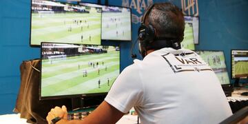 Una de las oficinas del VAR en el predio de la AFA.