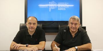 el intendente Pablo Garate junto al Ministro de Transporte de PBA Jorge D'Onofrio