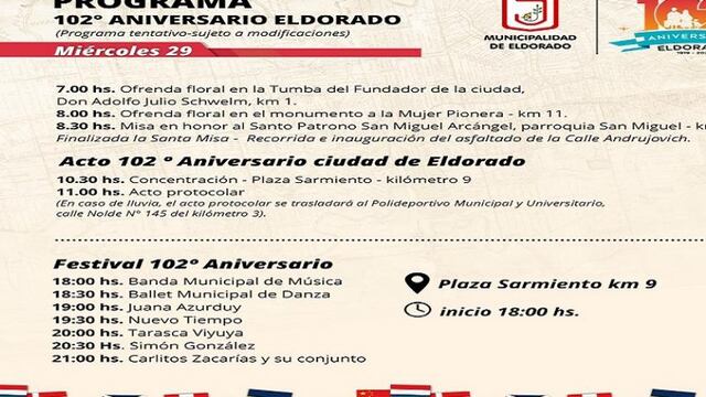 Esta semana es la última de actividades por el mes aniversario de Eldorado