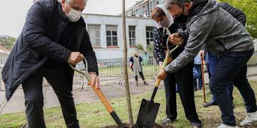 Aberto Fernández planta un árbol bajo la iniciativa de este Día de la Memoria