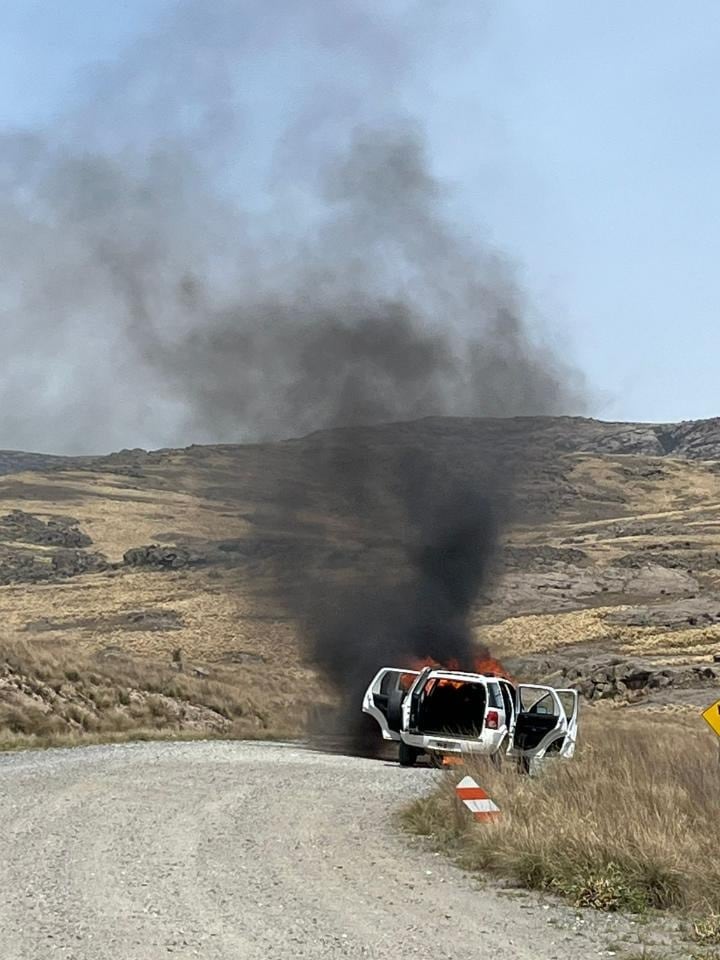 Un desperfecto en un auto originó el incendio en el Parque Nacional Quebrada del Condorito (Gentileza).