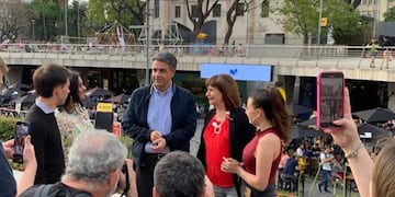 Jorge Macri junto a Patricia Bullrich, este martes en un encuentro con estudiantes universitarios.