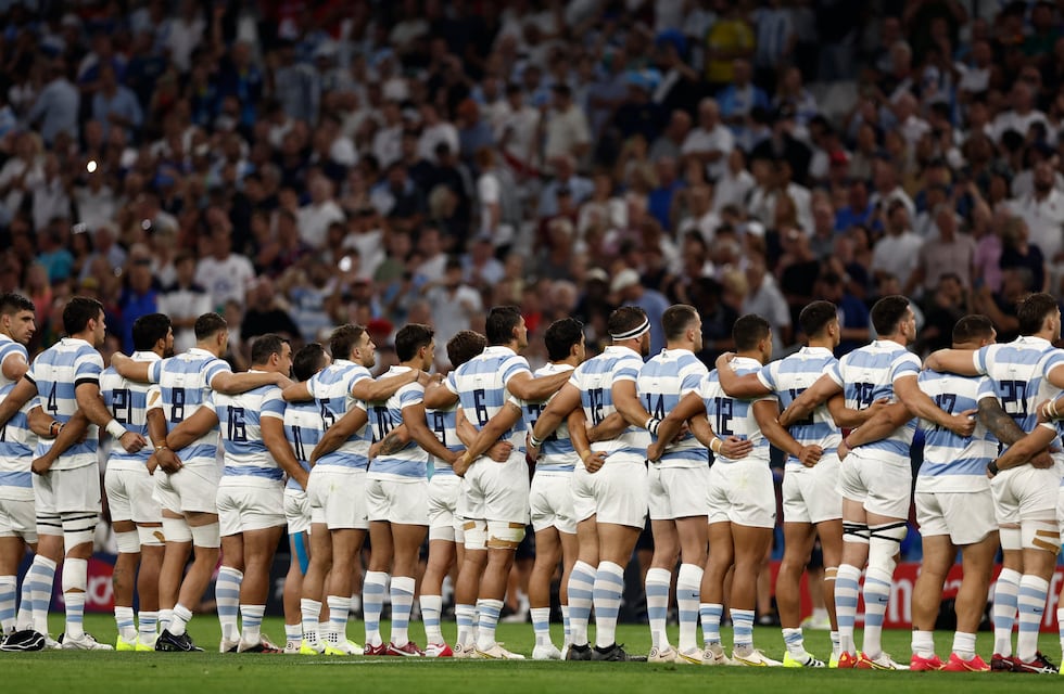 El momento emotivo de Los Pumas cuando entonaron las estrofas del Himno Nacional Argentino