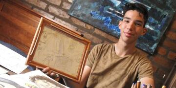 Agustín Marcet se crió entre artistas. Es el sanjuaninio que con un dibujo conquistó al "Dibu" Martínez.