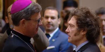 El arzobispo de Buenos Aires, García Cuerva, y el presidente Milei (Captura de video).