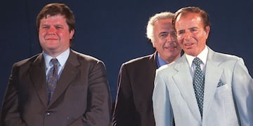 Germán Kammerath, José Manuel de la Sota y Carlos Menem en un acto del PJ en 1998. (La Voz)