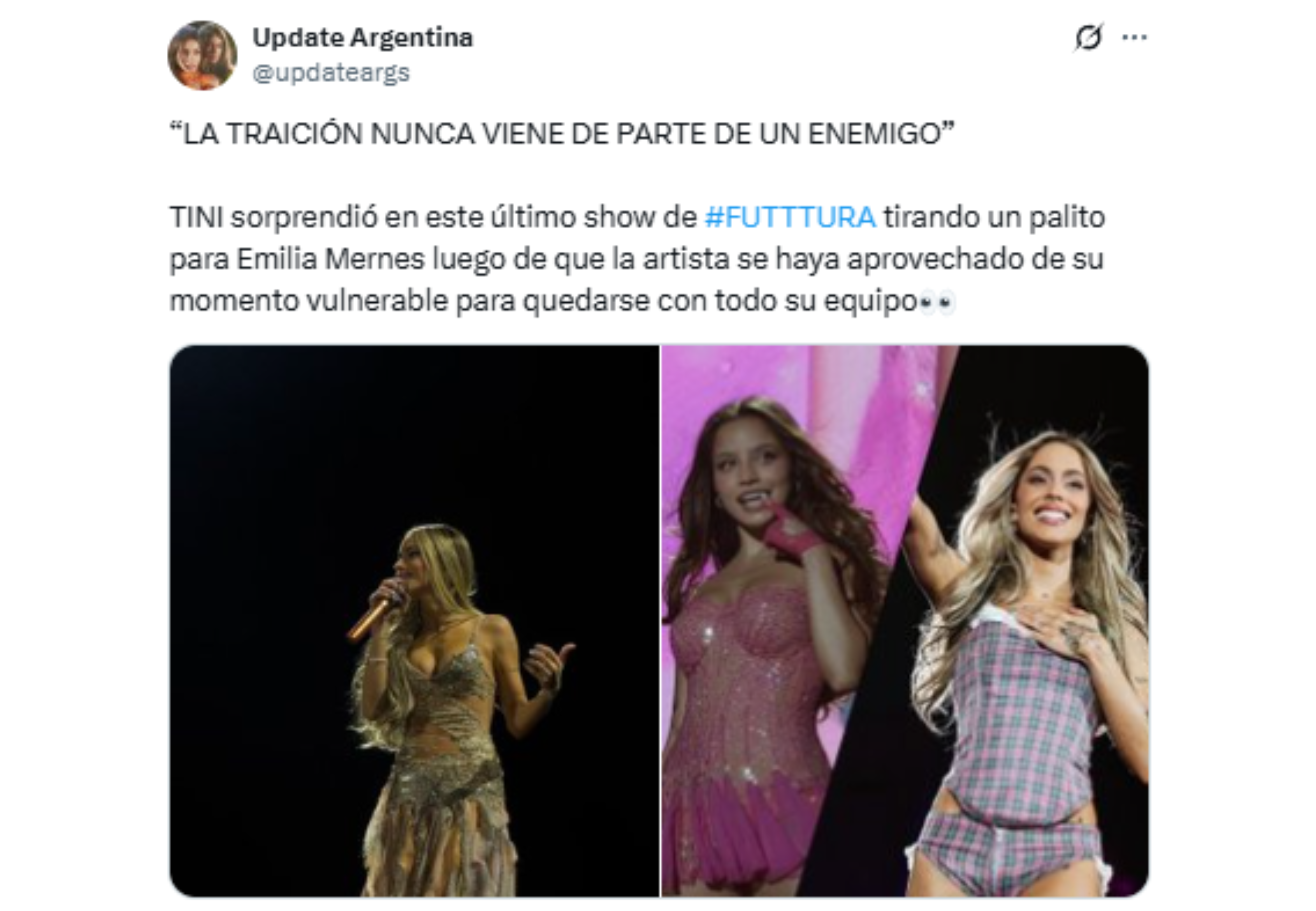 Aseguran que Tini Stoessel apuntó con Emilia Mernes.