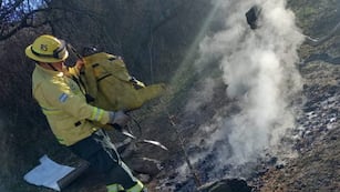 Bomberos trabajaron en el campo para contener las llamas e investigan si uno de los detenidos es un uniformado voluntario.