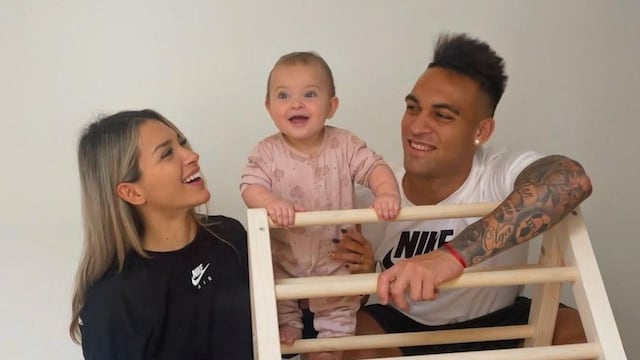 Agustina Gandolfo, Nina y Lautaro Martínez.