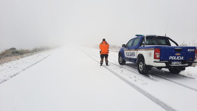 En septiembre 2021, hubo una fuerte nevada en las Altas Cumbres. (Policía de Córdoba, División Traslasierra)