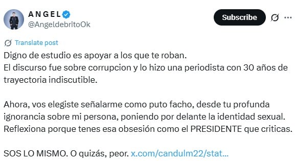 Ángel de Brito sobre la actitud de Tamara Pettinato.
