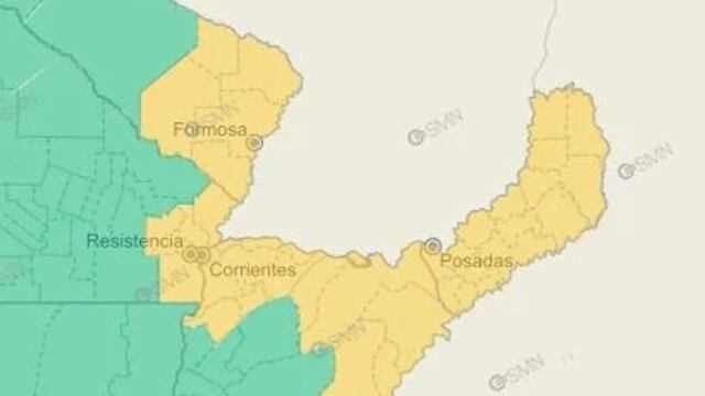 Alerta amarilla por tormentas en Misiones.