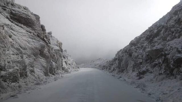 La primavera recibió con nieve a las Sierras de los Comechingones de la Villa de Merlo.