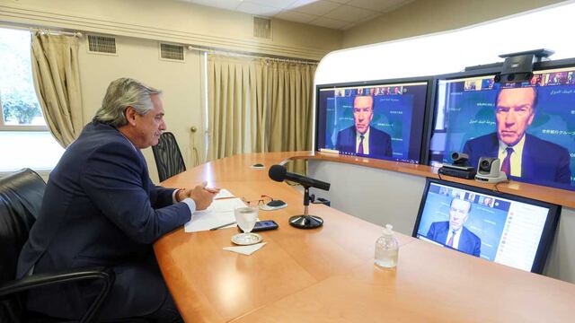 El presidente Alberto Fernández en una videoconferencia con el titular del Banco Mundial (BM), David Malpass (Foto: Presidencia / Archivo)