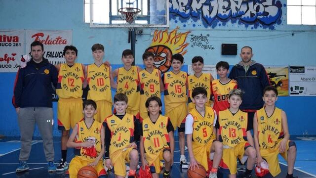 Pedro Del Grazia, Ignacio Rial, Simón Avaca y León Herman, puntaltenses que integran el plantel U-13 de Bahiense del Norte.