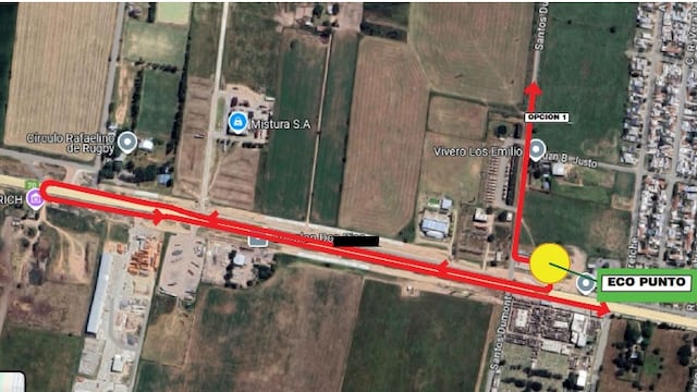 Por obras, se modifica la salidas del Eco Punto frente al Cementerio