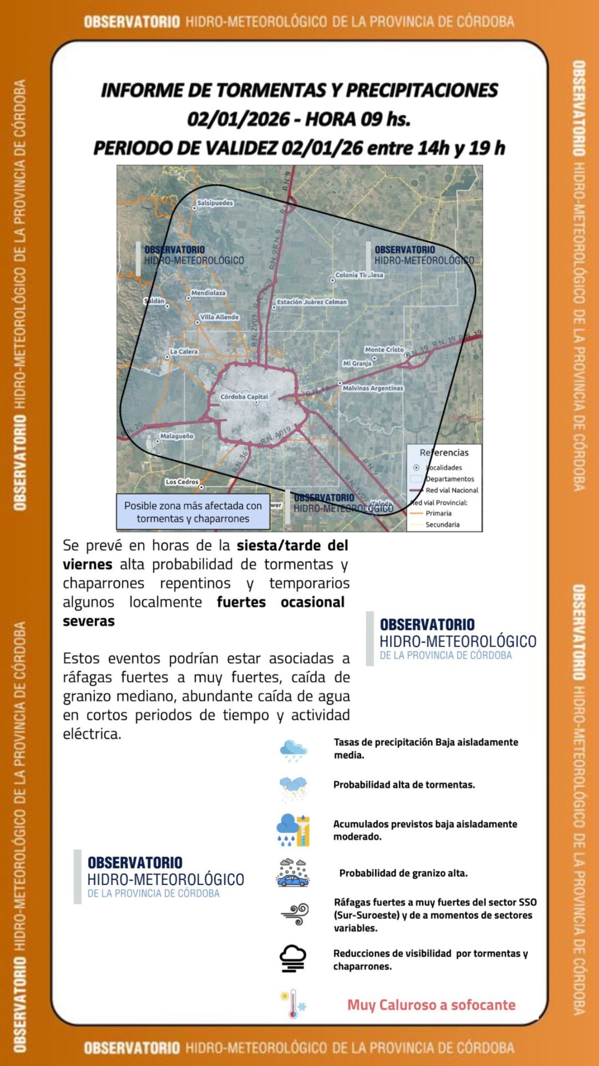 Tormenta para este viernes 2 de enero en Córdoba.