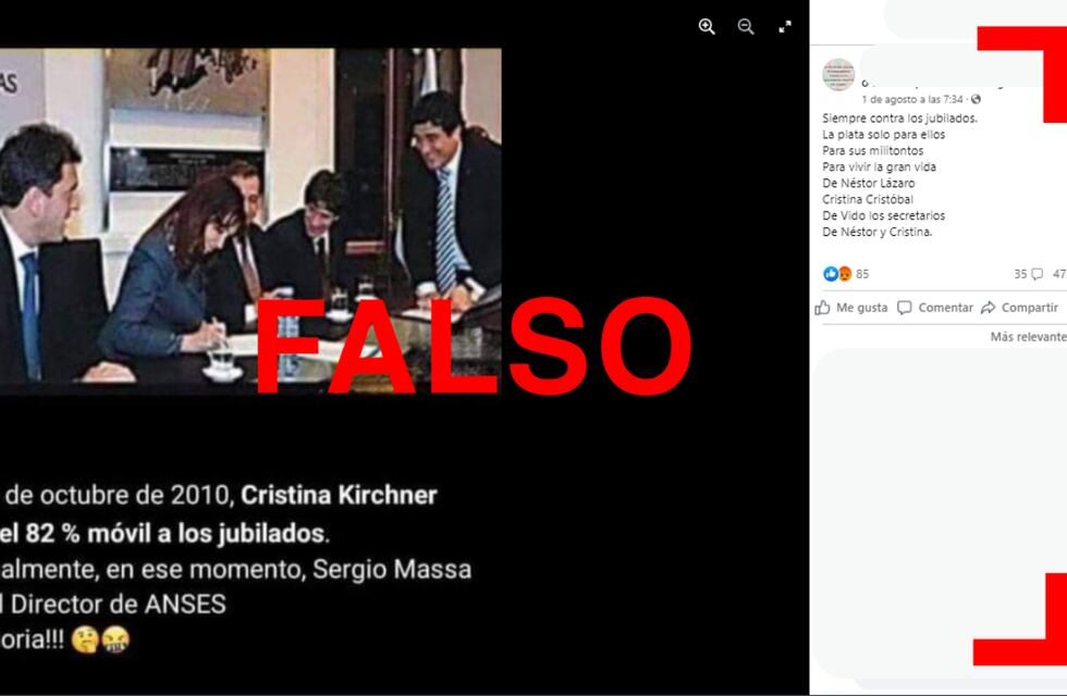 Es falso que Sergio Massa era funcionario de Cristina Fernández de Kirchner cuando se vetó el 82% móvil