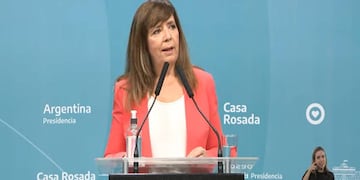 La portavoz, en conferencia de prensa.